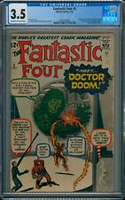 FANTASTIC FOUR #5 CGC 3.5 1ST DOCTOR DOOM ORIGIN 1962 KIRBY SILVER GRAIL picture