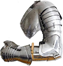 Medieval Knight Single Hand Arm Armor with Gauntlets Silver ONE SIDE ARMOR GIFT picture