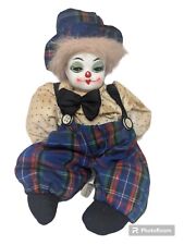Beautiful Plaid Hat And Overalls Bowtie Chunky Fat Clown Figurine picture