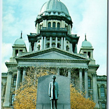 c1960s Springfield IL 1888 State Capitol Abraham Lincoln Statue PC Tartaria A238 picture
