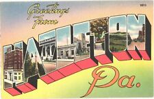 Hazleton Pennsylvania Greetings Buildings Monument Street Scene Postcard picture