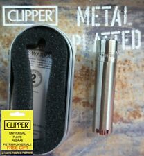 Genuine Clipper Metal Lighter Mini Size BRUSHED SILVER With Chrome Case NEW picture