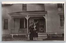 RPPC Two Young Ladies Embracing at Porch of House Postcard F22 picture