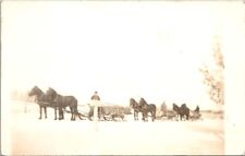  RPPC Postcard Horse Drawn Sled Logging Hauling Logs Winter c.1904-1918     O551 picture