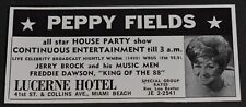 1970 Print Ad Miami Florida Peppy Fields Lucerne hotel Jerry Brock Music Men art picture