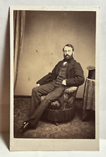 GAY INT HANDSOME YOUNG SWISS Gent LONG LEGS Dark Beard ID’D c 1850s CDV PHOTO picture