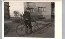 BICYCLE MESSENGER? europe real photo postcard rppc bike uniform delivery driver picture