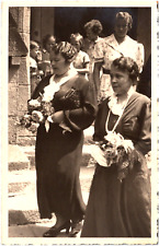 Women & Flower Bouquets Church Wedding Zwickau Germany 1930s RPPC Postcard picture