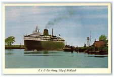 c1960 Car Ferry City Midland Dock Port Arriving Ludington Michigan MI Postcard picture