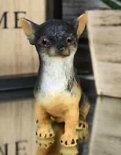 Sitting Lifelike Adorable Deer Head Black And Tan Chihuahua Puppy Dog Figurine picture