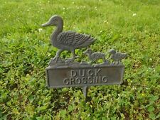 Vintage Brass or Copper Cast Metal Duck Crossing Sign Patina Antique picture
