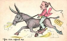 Vintage Postcard 1906 You Can Expect Me Man Riding On A Horse Comic Card picture