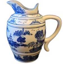 Vintage 1992 Blue and White Vienna Woods Porcelain Pitcher Asian Homes Design picture