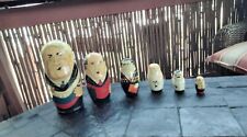 Vintage Russian Nesting Dolls Soviet Political Leaders Wooden Set of 6 Dolls picture