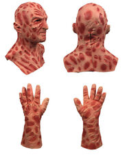 Freddy Krueger Adult Mask Glove Halloween Props Bloody Scary Latex Mask Costume- picture