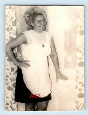 Vintage 1970's Pretty Lady Snapshot Photo Sexy Housewife white apron picture