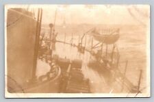 RPPC WWII US Military Battle Ship Ocean Swells Vintage Unused Photo Postcard picture