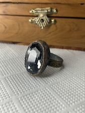 Ancient Solid Bronze Antique Ring Rare Viking With Crystal Stone AmazingArtifact picture