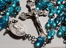 Vintage Sterling Silver Glass Bead Rosary picture