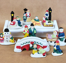 VTG 10 pc Holiday Village Figurines Porcelain Christmas R.O.C. Taiwan picture