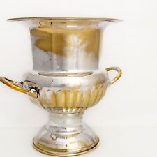 Vintage Silver & Brass Urn Vase With Dual Handles | Classic Champagne Chiller picture
