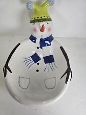 JC Penney Vtg 90s Christmas Snowman White Ceramic Bowl Decor picture