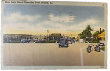 Main Gate Naval Operating Base Postcard Norfolk VA Tichnor Bros WWII era picture