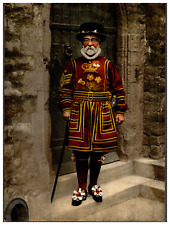 England. London & Suburbs. A Yeoman of the Guard. Vintage Photochrome by P.Z,  picture