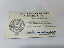 VINTAGE CLAN BUCHANAN SOCIETY IN AMERICAN SCOTTISH 1979 CARD MEMBERSHIP picture