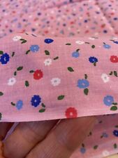 Vintage 50s Cotton Quilt Fabric calico floral PINK Feedsack weight feel 20