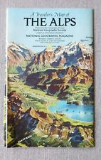 A Traveler's Map of the Alps 1985 Vintage National Geographic Travel Map picture