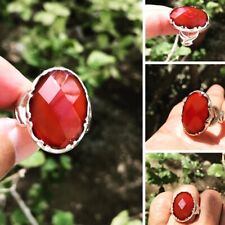 Agate خاتم عقيق كريستال مميزCrystal Design Red color stone 925 silver man ring10 picture