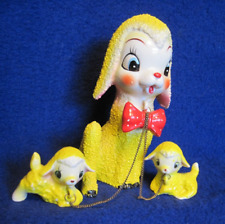 Arnart Japan Yellow Sugared Sheep Red Polka Dot Bow Tie & 2 Lambs w/chains picture
