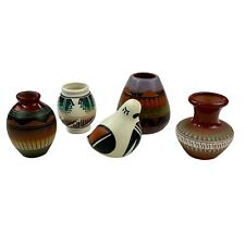 5 PC SET -Navajo Pottery Etched Artist Signed Geometric Colorful Native American picture