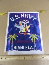 1940's Original NAS Miami FL Souvenir Silk Banner Navy Base Squadron Patch Image picture