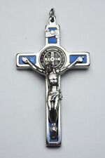 St. Benedict Crucifix Nickel Plate - Blue 2 1/4