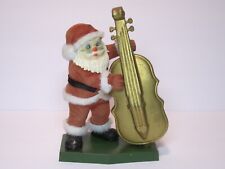 Vintage  1960's/1970's  Plastic  Flocked  Santa Claus  w/Upright Bass picture