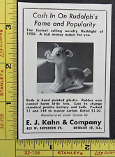 Vtg RARE 1951 DEALER Ad - Kahn & Co Rudolph Flashlight Christmas Toy 1950’s picture