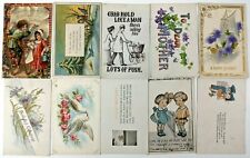 Lot 10 VTG Postcards 1910s Greetings Floral Humor Victorian Stamps Antique Cards picture