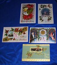 5 GORGEOUS VTG 1915 NEW YEARS POSTCARDS, GREAT DISPLAY, CRAFTS LOTS GILT, crafts picture