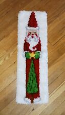 Vintage Handmade Christmas Decor Wall Hanging Santa Claus Latch Hook Rug  picture