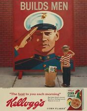Kellogg's Corn Flakes Sign Military Service Metal Vintage Advertising Tin USA picture