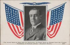 Patriotic Postcard World Must Be Safe for Democracy Woodrow Wilson American Flag picture