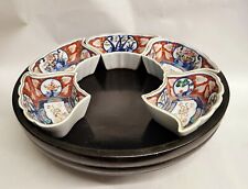 19C Meiji Period Japanese Porcelain Sweet Meat set Imari Pattern With Lazy Susan picture