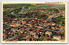Grand Forks, ND, Aerial City View, Landscape, Bridge, Antique, Vintage Post Card picture