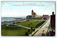 1908 Lake Front Logan Statue Illinois Central Depot Chicago Illinois IL Postcard picture