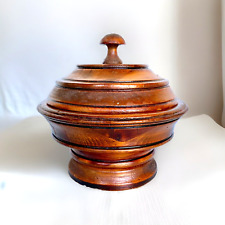 Vintage/Antique Lathe Turned Wood Pedestal Trinket Box with Lid picture