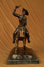C.M. RUSSELL COWBOY RIDING HORSE Handcrafted Bronze Sculpture Statue Art Deal picture