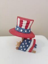 Sarah's Attic Patriotic July Hat Figurine - repairs, read picture