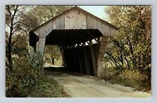Delaware County OH-Ohio, Covered Bridge Over Big Walnut Creek, Vintage Postcard picture
